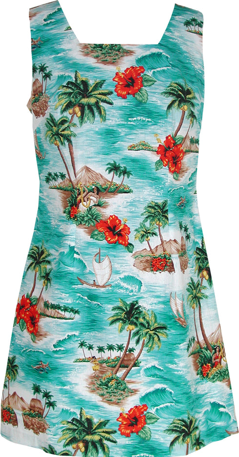 Red Hibiscus Island Women's A-Line Hawaiian Dress